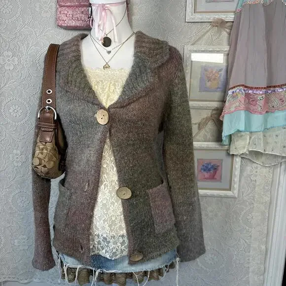 vintage cozy multi colored layering cardigan - Picture 4 of 7